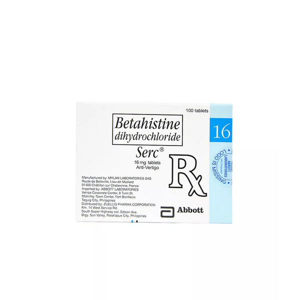 SERC Betahistine Hydrochloride 16mg Tablet 100's price in the ...